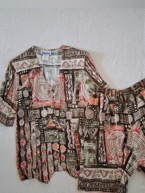 connections ♡ 2 piece vintage asbtract 90s set outfit large 16-18